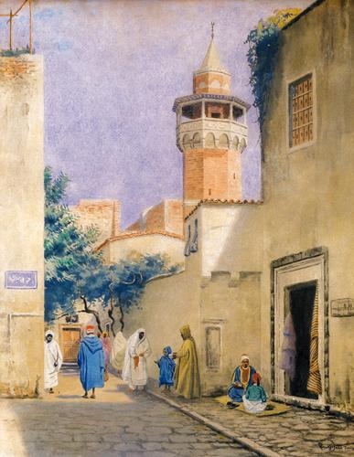 Koszkol Jenő (1868-1935) Tunisian street scene