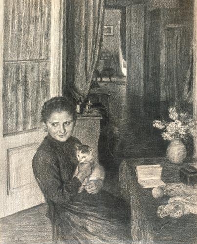 Glatz Oszkár (1872-1958) Kislány cicával