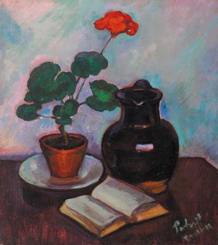 Perlrott-Csaba Vilmos (1880-1955) Still life with jug and book