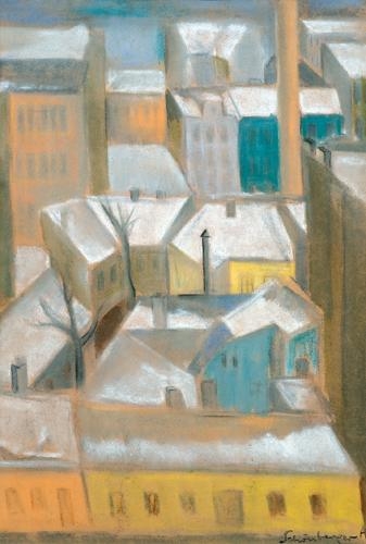 Schönberger Armand (1885-1974) Roofs in Pest (White roofs)