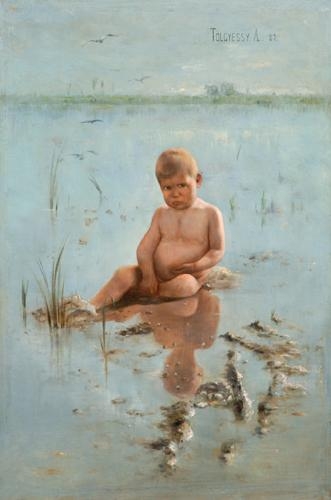 Tölgyessy Artúr (1853-1920) Little boy splashing, 1887