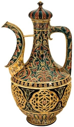 Zsolnay Oriental kettle with Sikorski-technique, Zsolnay, around 1880  Design: Tádé Sikorski