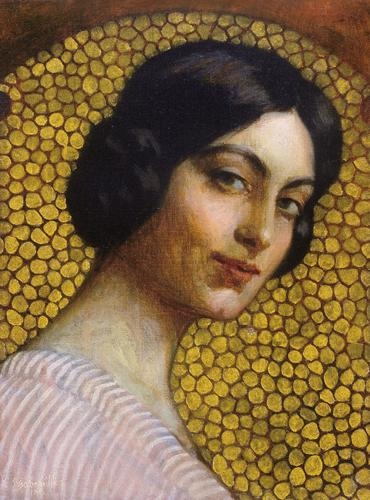 Gábor Móric (1889-1987) Secession female portrait, 1910