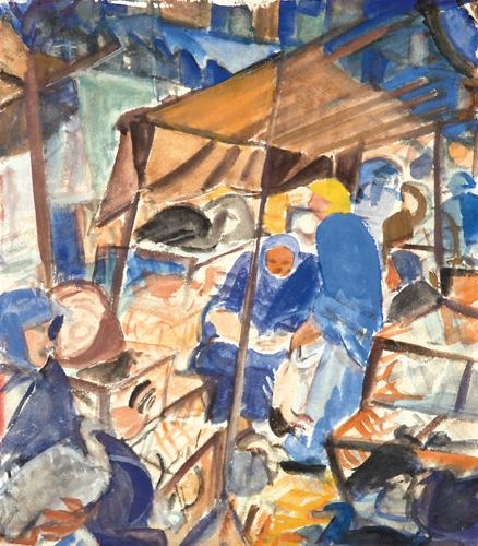 Derkovits Gyula (1894-1934) Sketch for the 'Poultry-market', around 1929