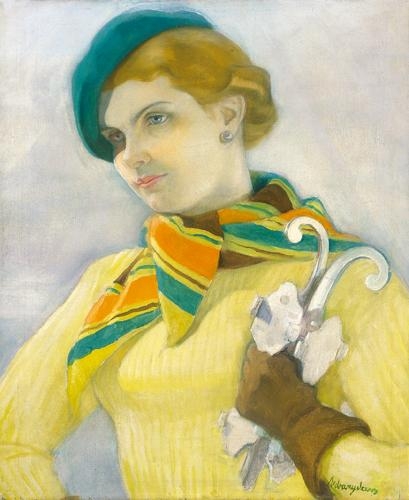 Udvary Dezső (1891-1975) Barettes hölgy korcsolyával