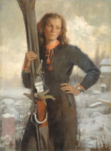 Kontuly Béla (1904-1983) Woman with skis (Sportswoman)