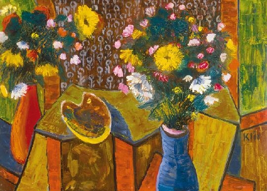 Klie Zoltán (1897-1992) Autumn flowers in the atelier