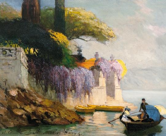Háry Gyula (1864-1946) Boating on Lake Como