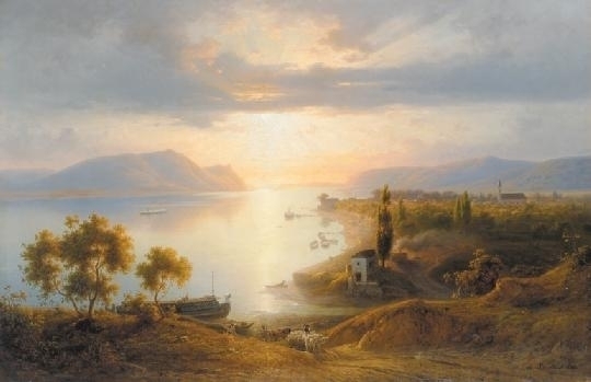 Ligeti Antal (1823-1890) Szob by the Danube, 1883