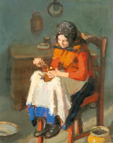 Fényes Adolf (1867-1945) Kislány kávédarálóval