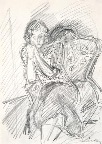Márffy Ödön (1878-1959) Ülő nő fotelben (Cseszka)