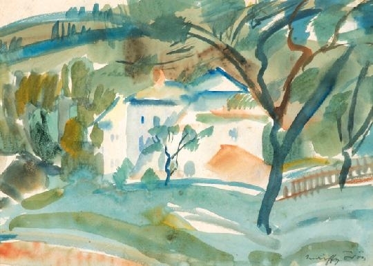 Márffy Ödön (1878-1959) Landscape (Villa in a hilly landscape), second half of the 1930s