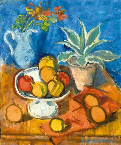 Ilosvai Varga István (1895-1978) Still life with fruits and cactus