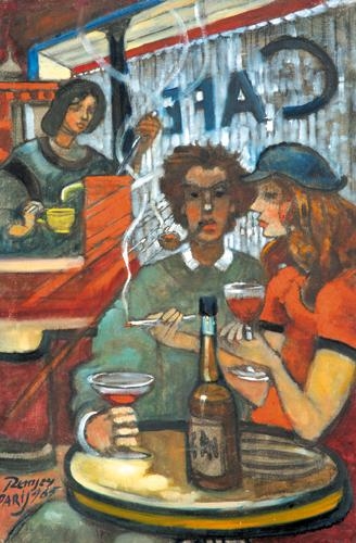 Remsey Jenő (1885-1980) Kávéházi randevú, 1965