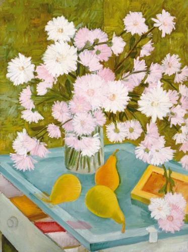Fülöp Antal Andor (1908-1979) Still life with flowers and pears, 1945
