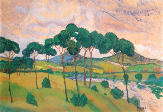 Kádár Béla (1877-1956) Landscape with river