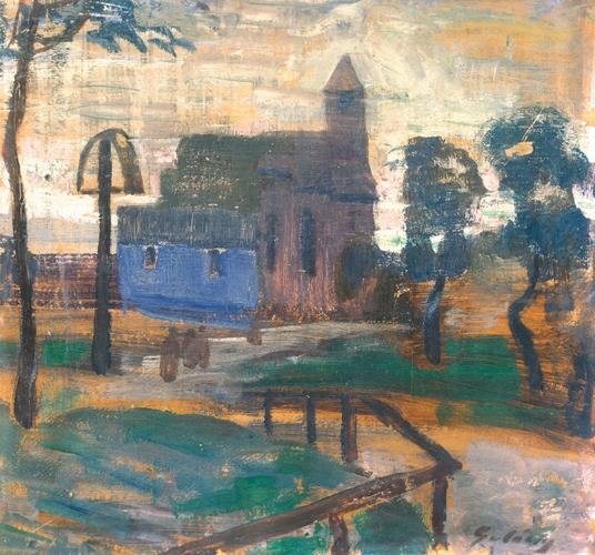 Gulácsy Lajos (1882-1932) Landscape with monastery