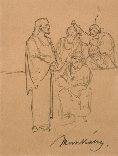 Munkácsy Mihály (1844-1900) Study to the Christ before Pilate painting