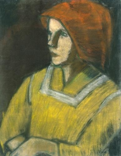 Nagy István (1873-1937) Girl with red scarf