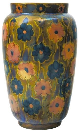 Zsolnay Vase with flowers in conventional design