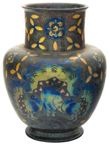 Zsolnay Vase with peacock, Decoration plan: Sándor Hidassy Pilló