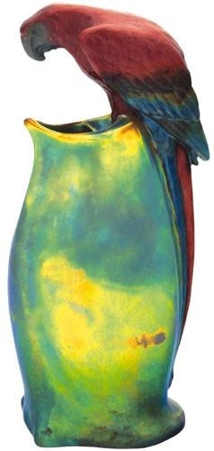 Zsolnay Art deco vase with parrot