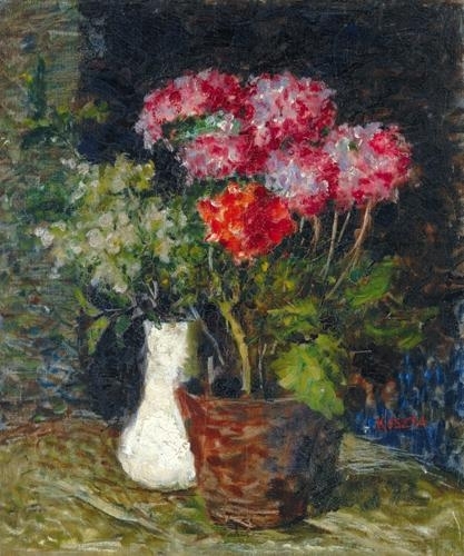Koszta József (1861-1949) Muskátlik és mezei virágok