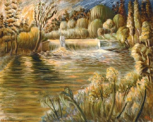 Klie Zoltán (1897-1992) Waterfall in Nyitra, 1940