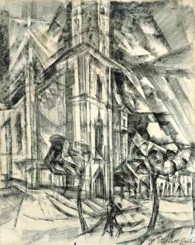 Perlrott-Csaba Vilmos (1880-1955) Városrészlet, 1921