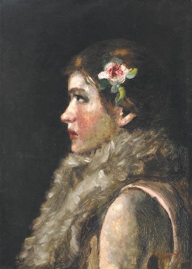 Koszta József (1861-1949) Lady with boa