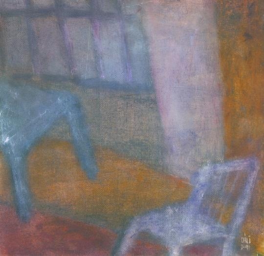 Váli Dezső (1942-) Műterem (krapplakk-narancs), 1991