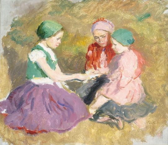 Glatz Oszkár (1872-1958) Beszélgető lányok