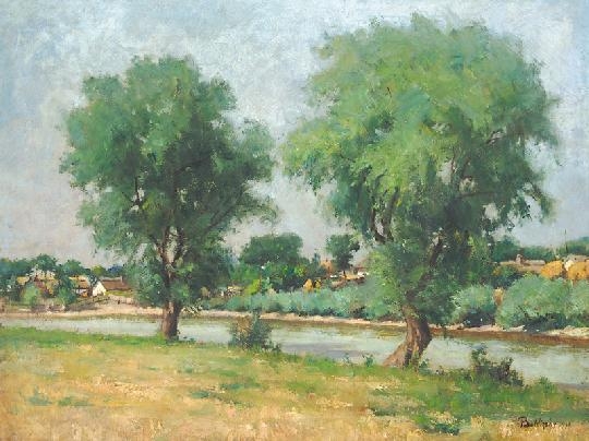 Boldizsár István (1897-1984) Village on the riverside, 1940