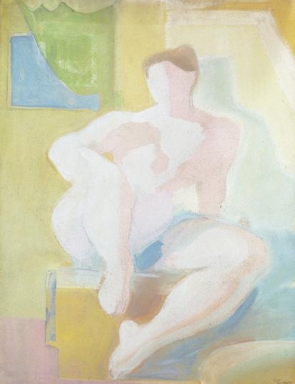 Medveczky Jenő (1902-1969) Contemplative nude, 1948