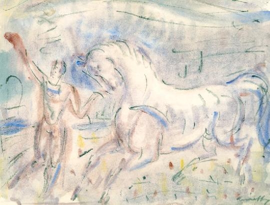 Márffy Ödön (1878-1959) Young man with a horse