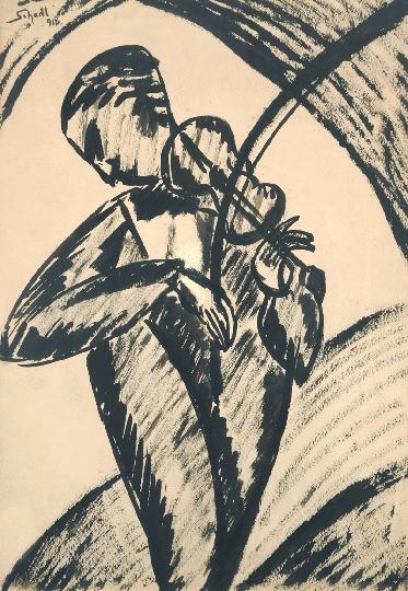 Schadl János (1892-1944) The violin player, 1918