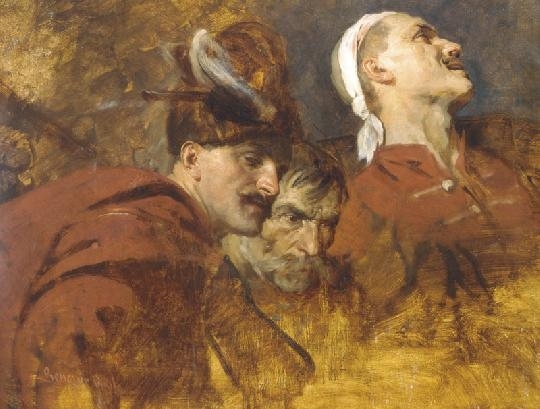Benczúr Gyula (1844-1920) Három magyar harcos (Tanulmány a művész "Budavár visszavétele" című képéhez, 1890