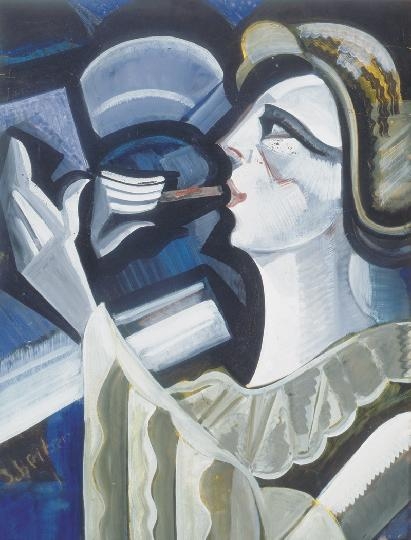 Scheiber Hugó (1873-1950) Lady with lipstick