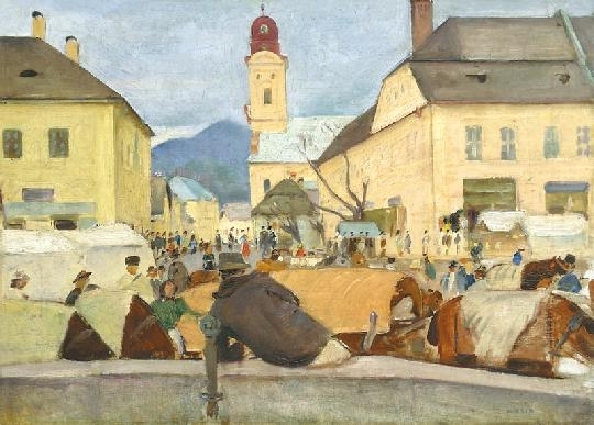 Mikola András (1884-1970) Market in Baia-Mare, 1912