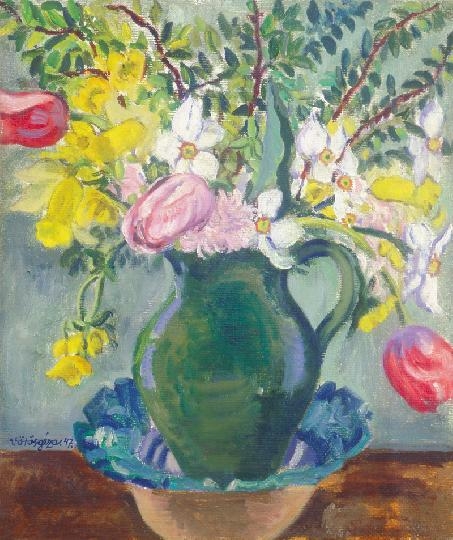 Vörös Géza (1897-1957) Virágcsendélet, 1947