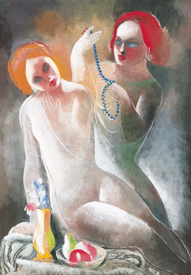 Kádár Béla (1877-1956) Nudes with pearl necklaces, second half of the 1930s