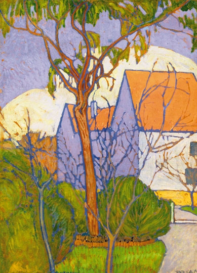 Farkas Béla (1895-1941) Houses with red roofs