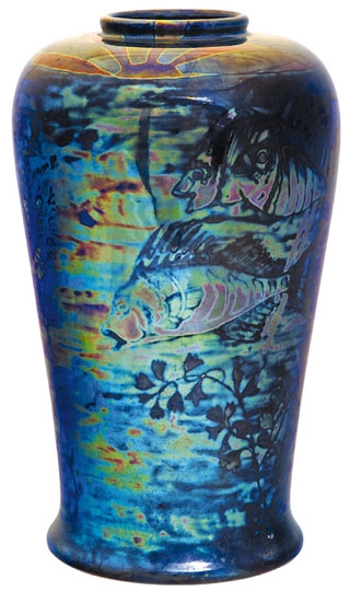Zsolnay Vase with underwater world's décor, Zsolnay, around 1907