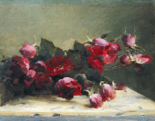 Vaszary János (1867-1939) Still life with roses, from the beginnin of the 1890s