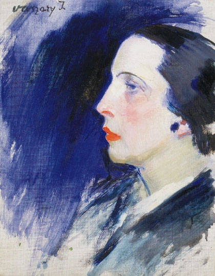 Vaszary János (1867-1939) Lady in blue