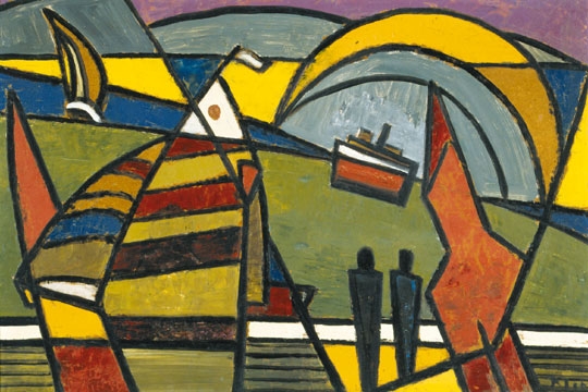 Klie Zoltán (1897-1992) Composition with ships