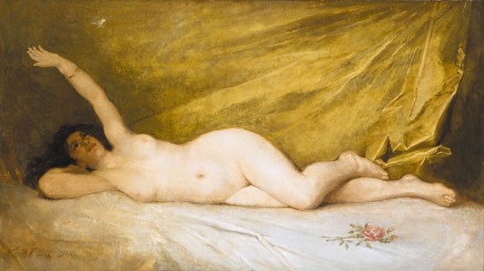 Deák Ébner Lajos (1850-1934) Nude with butterfly, 1878