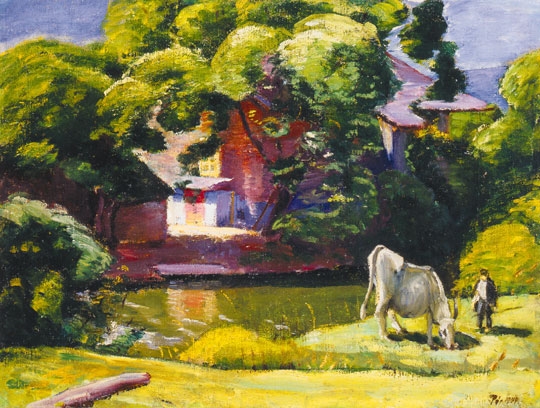 Pór Bertalan (1880-1964) Green landscape, 1909
