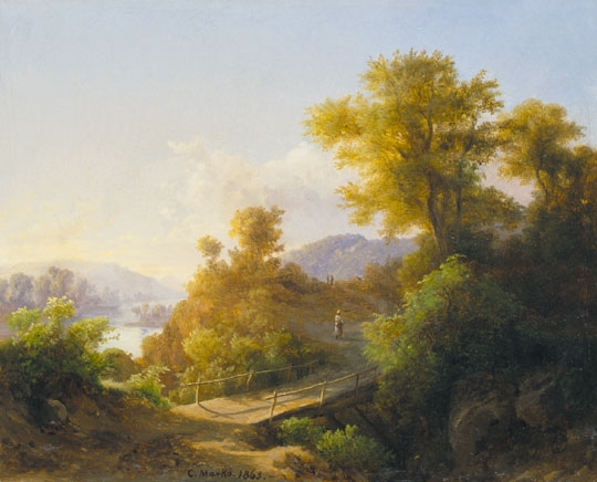 Markó Károly, Ifj. (1822 - 1891) Italian landscape with bridge, 1865