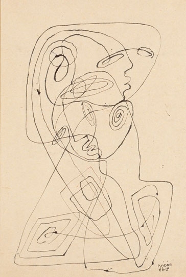 Kádár Béla (1877-1956) Absztrakt kompozíció maszkokkal, 1928